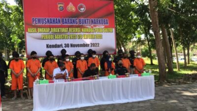 Ditresnarkoba Polda Sultra Musnahkan 6 Kg Barang Bukti Sabu-sabu