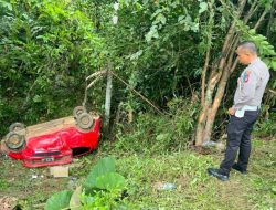 Hindari Tabrakan, Mobil Ayla Terjun ke Jurang di Konawe Utara