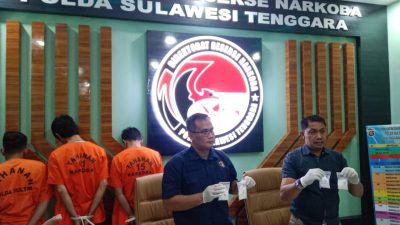 Ditresnarkoba Polda Sultra Tangkap Tiga Pengedar Sabu 475 Gram Asal Aceh