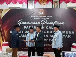 Rajiun-Purnama Paslon Pertama Daftar ke KPU Muna, Berkas Lengkap